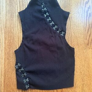 Urban Outfitters Black Crop Top with Hook Accents